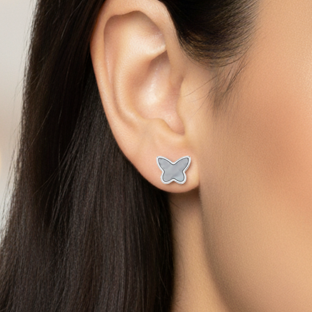 Silver Black Mother of Pearl Studs