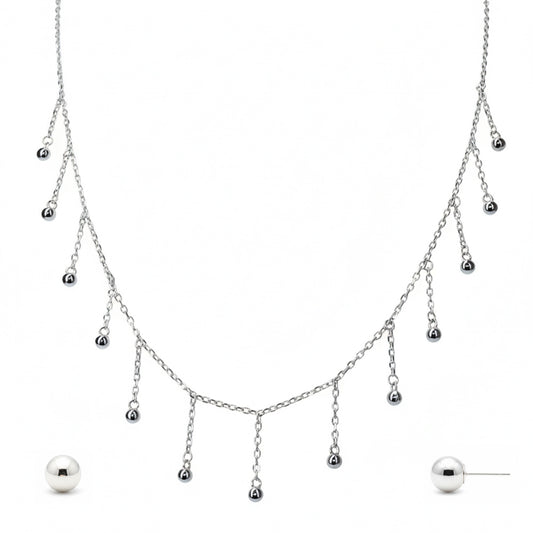 Silver Raindrop Dangle Necklace