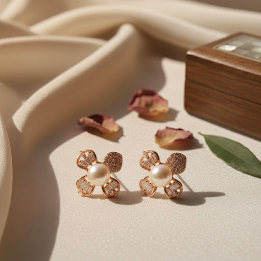 Rose Gold Pearl with Floral Design