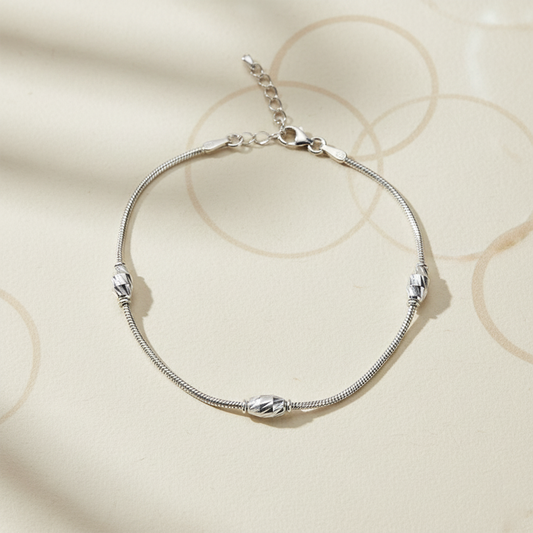 Silver Twisted Bead Bracelet