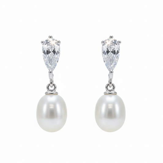 Silver Elegant Pearl Drop Earring