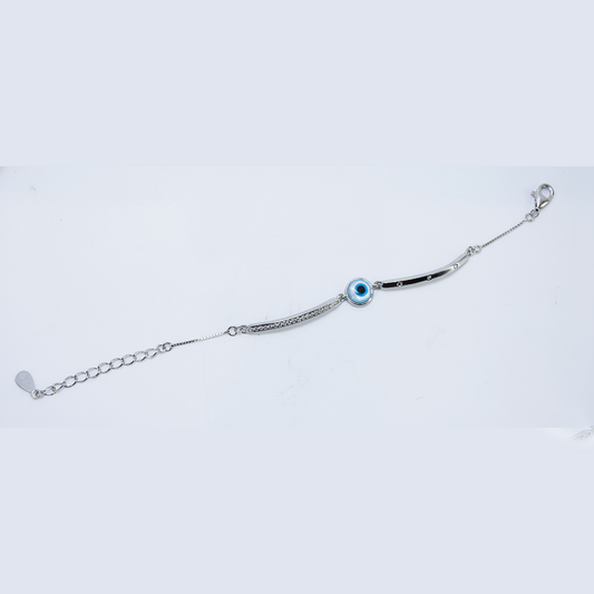 Silver Kids Evil Eye Daisy Bracelet