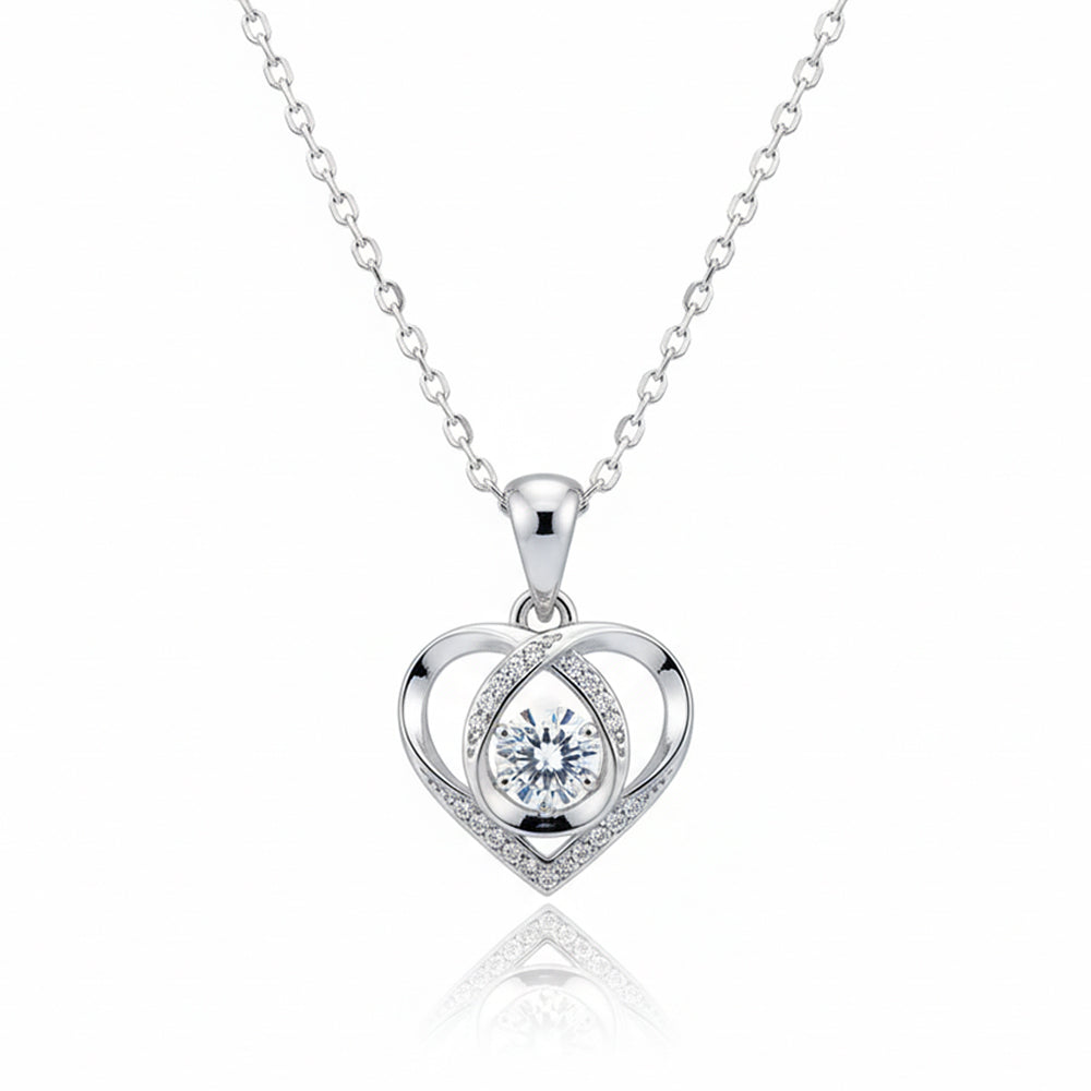 Silver Forever Love Dancing Heart Pendant