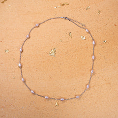 Silver Petite Pearl long chain Necklace