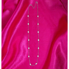 Silver Petite Pearl long chain Necklace