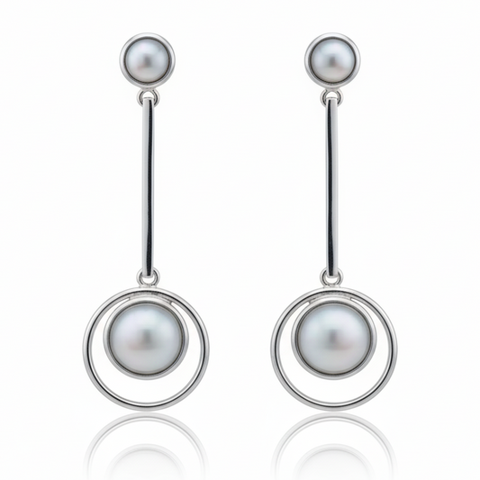 Silver White Aurora Shell Earring