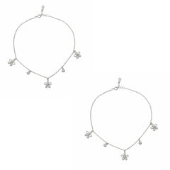Silver Floral Charm anklet for her