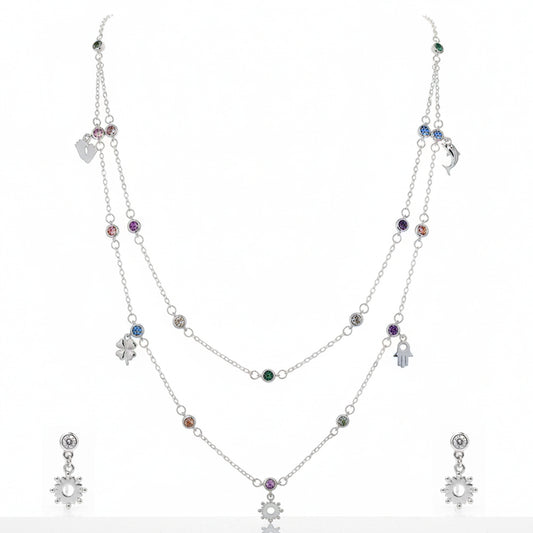 Silver charms Multicolor Shimmer Necklace