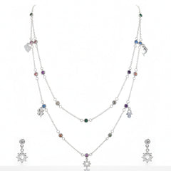 Silver charms Multicolor Shimmer Necklace