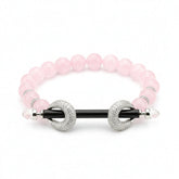 Silver Elastic Cord Rose Bead Bracelet