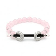 Silver Elastic Cord Rose Bead Bracelet