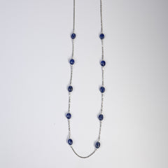 Silver Blue Sapphire chain Necklace