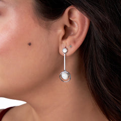 Silver White Aurora Shell Earring