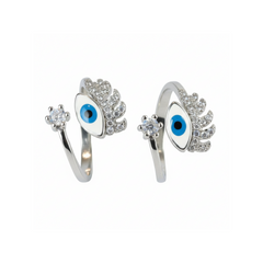 Silver Blue Evil Eye Protection Toe Ring