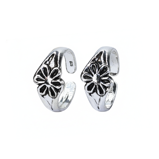 Silver Lush Flower Toe Ring