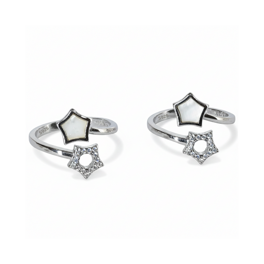 Silver Celestial Dual Star Toe Ring