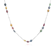 Multicolored Gemstone Trinity Sterling silver Necklace
