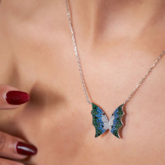 Silver Enchanted Butterfly Wing Necklace
