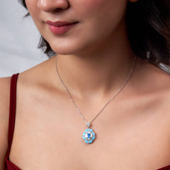 Silver Santorini sunset Turquoise Blue Luminous Pendant