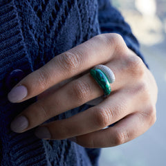 Silver Radiant Green Pave Zircon Statement Ring For Her