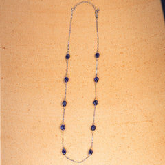 Silver Blue Sapphire chain Necklace