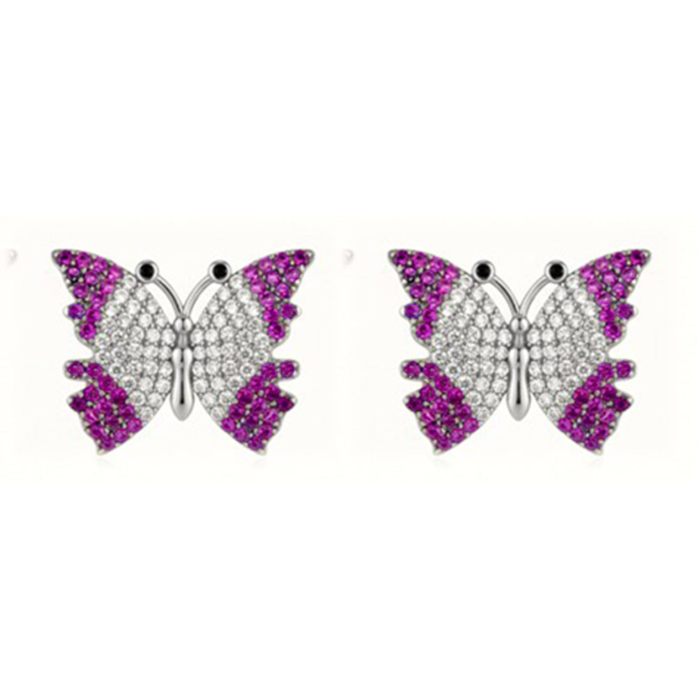 Silver Ombré Flutter Butterfly Pendant Set
