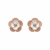 Rose Gold Parisian Camellia Sparkle Stud Earrings