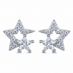 Silver Double Star Studs