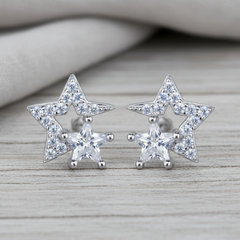 Silver Double Star Studs