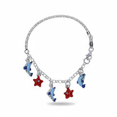 Silver Sea Life Charm Bracelet for Kids/Teens