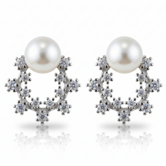 Silver Stardust Pearl Studs
