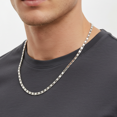 Silver Flat Jazzy Chain For Him