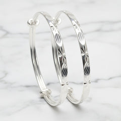 999 Silver Brilliant cutting Design Adjustable Baby bracelet (Kada)