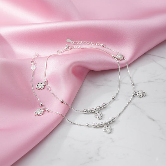 Silver Blossomed Flower Anklet