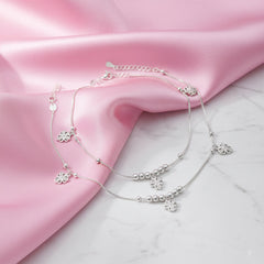 Silver Blossomed Flower Anklet