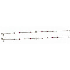Silver Ruby Red anklet For her