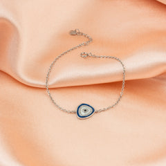Silver Radiant Triangular Evil Eye Bracelet