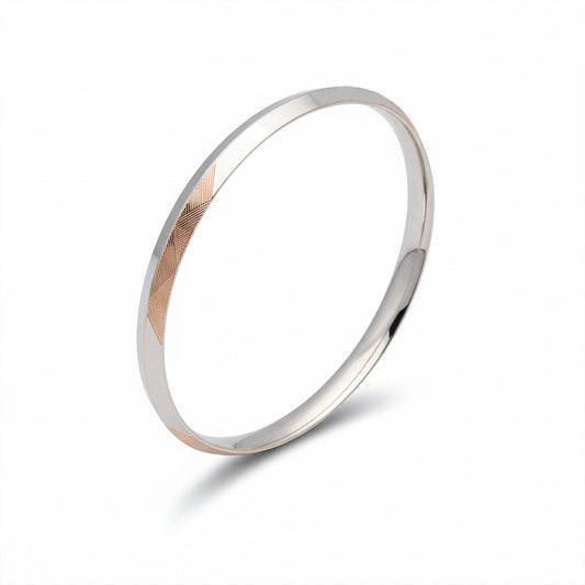 Silver Mens Rose gold dual tone Striped Bracelet