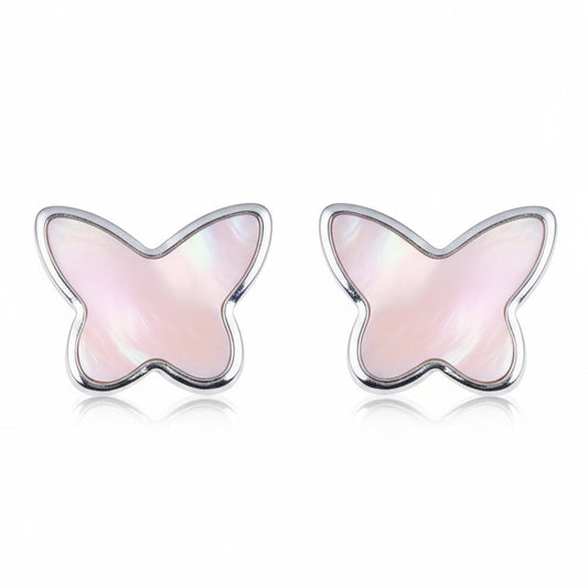 Silver Pink Mother of Pearl Studs