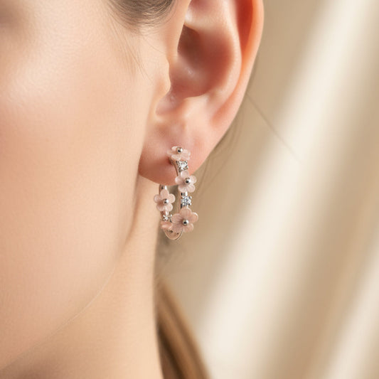 Silver Springtime Hoop Earring