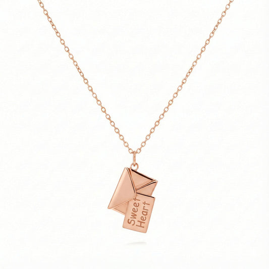 Rose gold secret message Envelope Locket pendant for Her