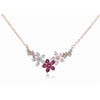 Silver Rose gold Floral Charm Necklace Chain pendant