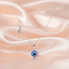 Silver Charm Evil Eye Pendant with Moon
