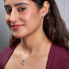 Silver Eternal Love written Heart Pendant set for her