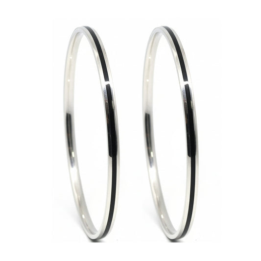 Silver Classic Black Trendy Bangles