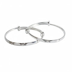 999 Silver Brilliant cutting Design Adjustable Baby bracelet (Kada)