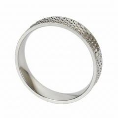 Silver Men's Modern Honeycomb Design Band