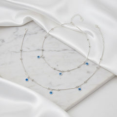 Silver Sleek and delicate Evil eye Anklet For her
