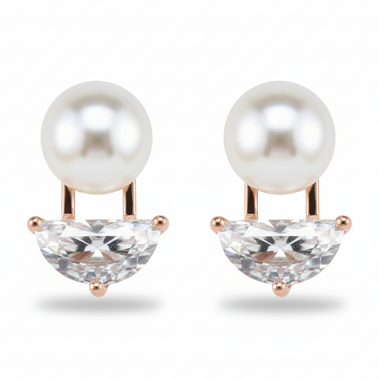 Rose Gold Chic Pearl Drop Studs