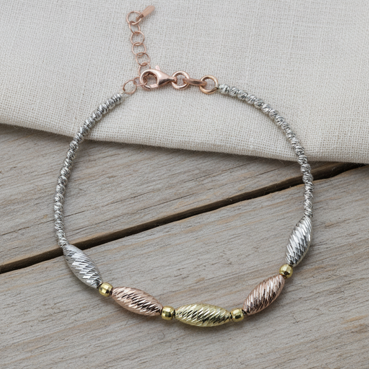 Rice shaped TriColor Bracelet